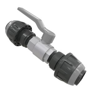 Egyenes csatlakozó golyós csappal 40 mm - G1 1/2", szürke