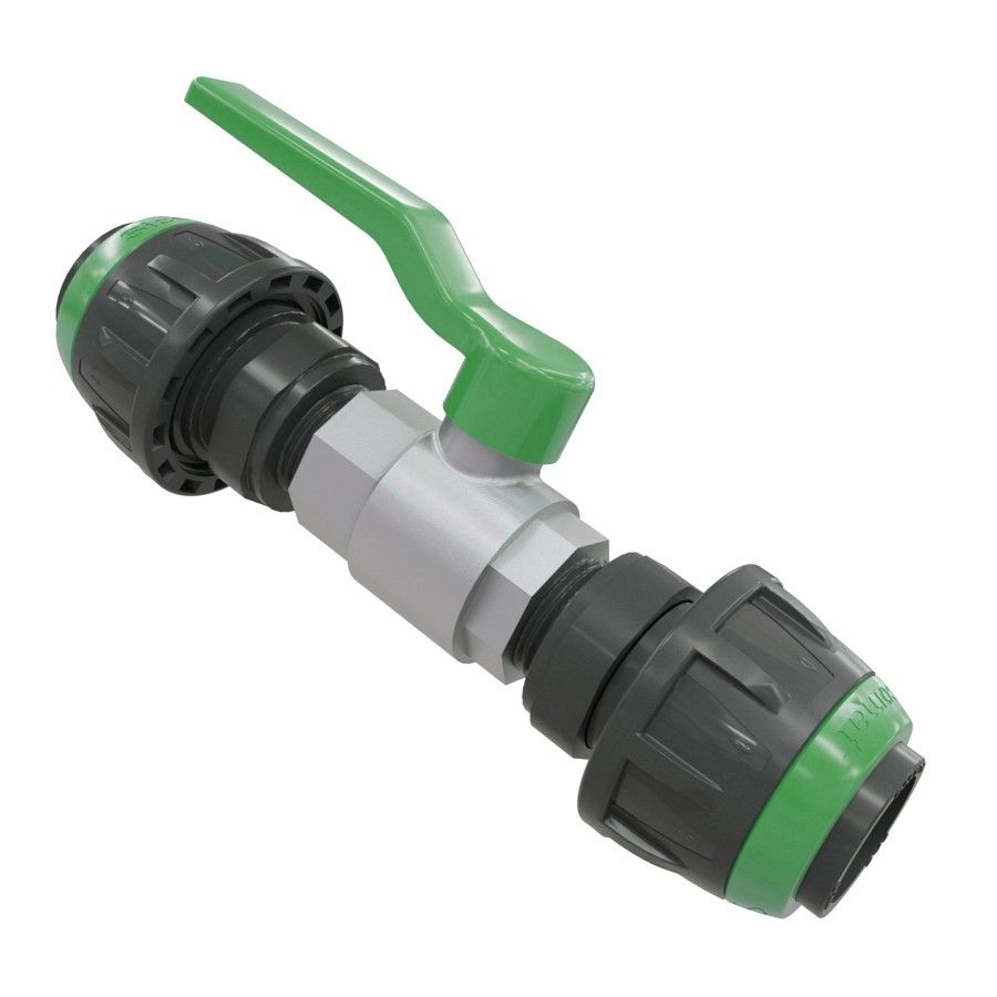 Egyenes csatlakozó golyós csappal 40 mm - G1 1/2", zöld