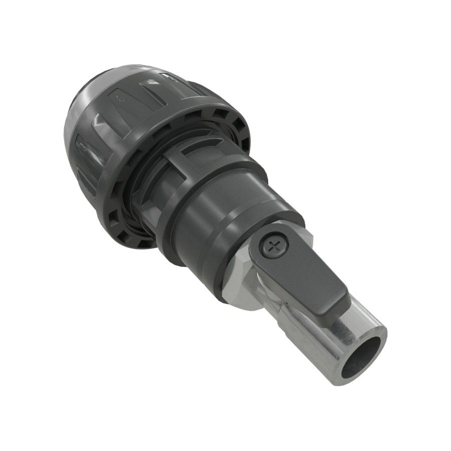 Zárókupak gömbcsappal 32 - 1/4", szürke