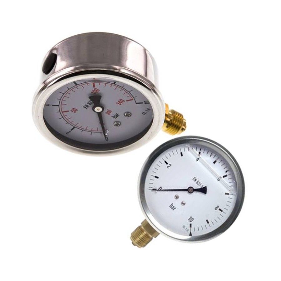 Manométer, alsó 1/4 coll csatl., átm: 63mm, -1/0bar, glicerin töltésű